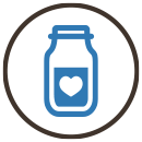 bottle with heart for active ingredients icon